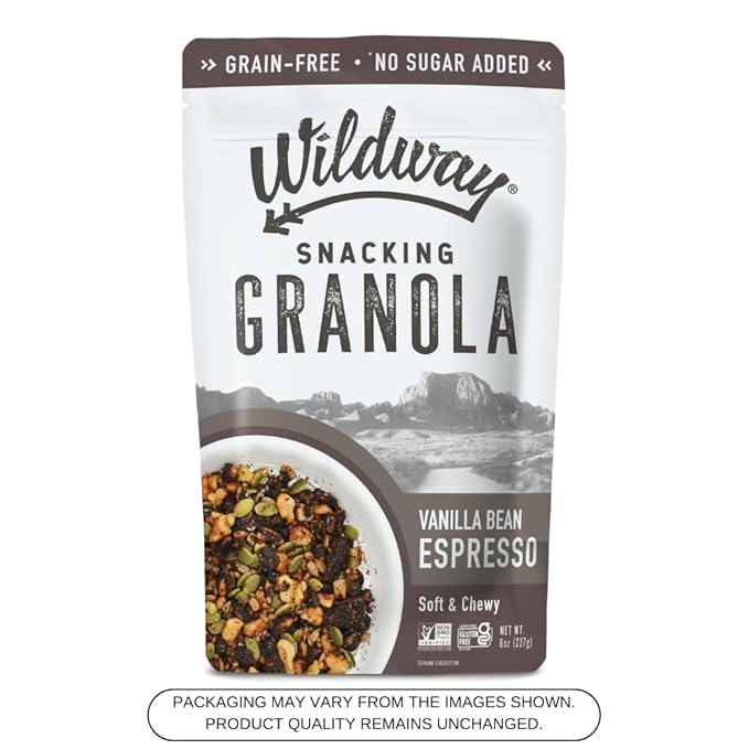 Wildway Keto Granola | Vanilla Bean Espresso | Grain-Free, Certified Gluten-Free Cereal | Vegan, Low Carb | No Sugar Added | Paleo-Friendly | Non-GMO Fruit & Nut Clusters | Nutrient-Rich Snack | 8 oz