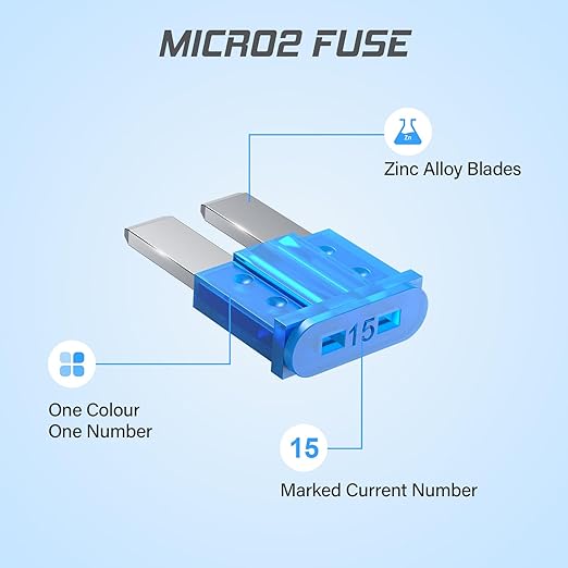 JOREST 60Pcs Micro Assorement Fuses Kit -Micro2 Fuse kit, Micro 2 Automotive Replacement Fuses for Car RV Truck Motorcycle(2Amp 3A 5A 7.5A 10A 15A 20A 25A 30A 35A 40A)