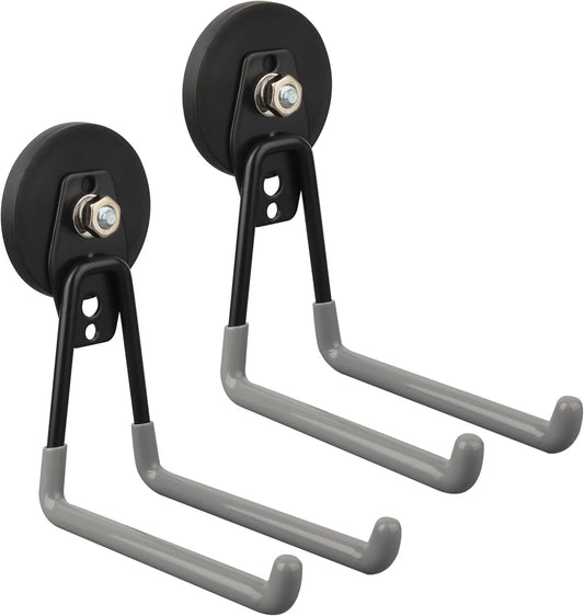 ULIBERMAGNET Magnetic Garage Hook, Cordless Drill Hooks Heavy Duty,Power Tool Organizer,Large Manget with Hooks for Workshop Organization,2 Pack Hook for Drill,Garden Tool(Gray)