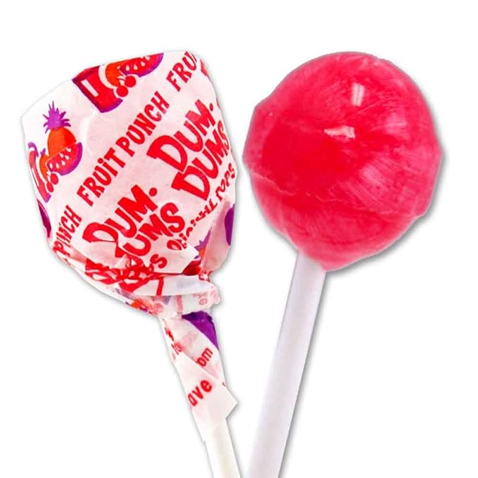 Dum Dums Fruit Punch Lollipops - Bulk Candy Bag with Lollipops Individually Wrapped, Single Flavor Gourmet Suckers - 50 Count