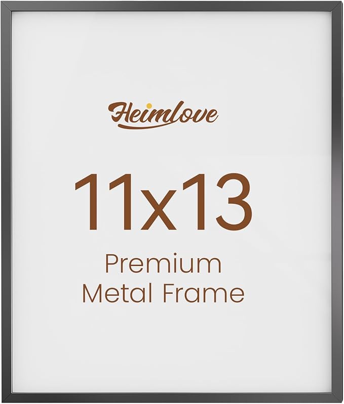 Heimlove 11x13 Metal Picture Frame,Black Aluminum Photo Frames-Real Tempered Glass,Wall Gallery Poster Puzzles Artwork frame Mounting Horizontally or Vertically Decor for Wall-1Pack