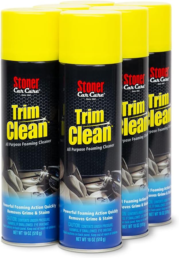 Stoner Car Care 91134–6PK Trim Clean All-Purpose Fast Acting Powerful Foaming Cleaner Quickly Removes Grime and Stains From Trim, Consoles, and More To Restore Automotive Interiors, 18 Oz, Pack of 6