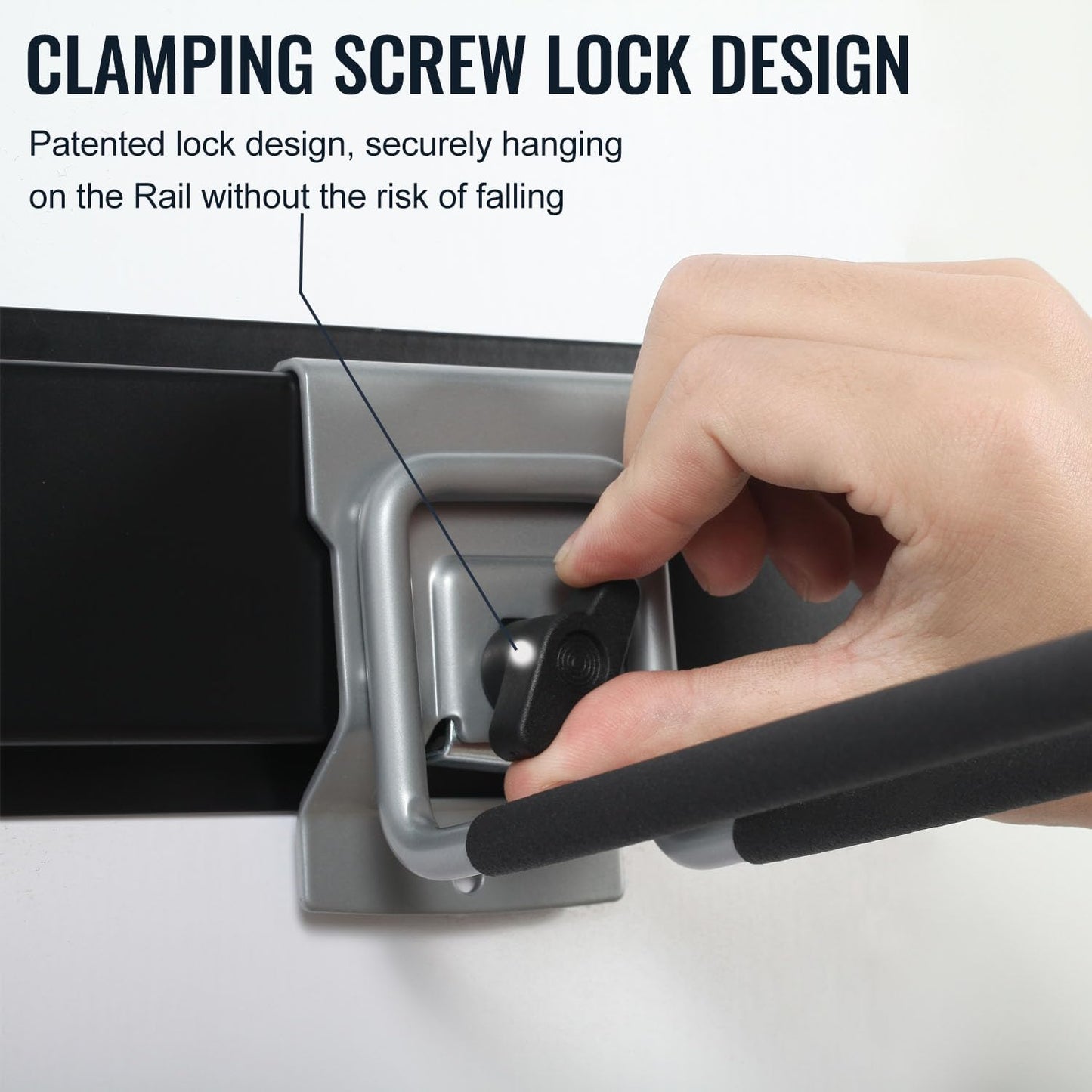 Locking Garden Tool Organizer, Garage Organization Wall Mount Storage Rack, Heavy Duty Metal Yard Tool Organizer, Adjustable Hanging Hooks, Hold Up to 3000lbs (32Inch Black)