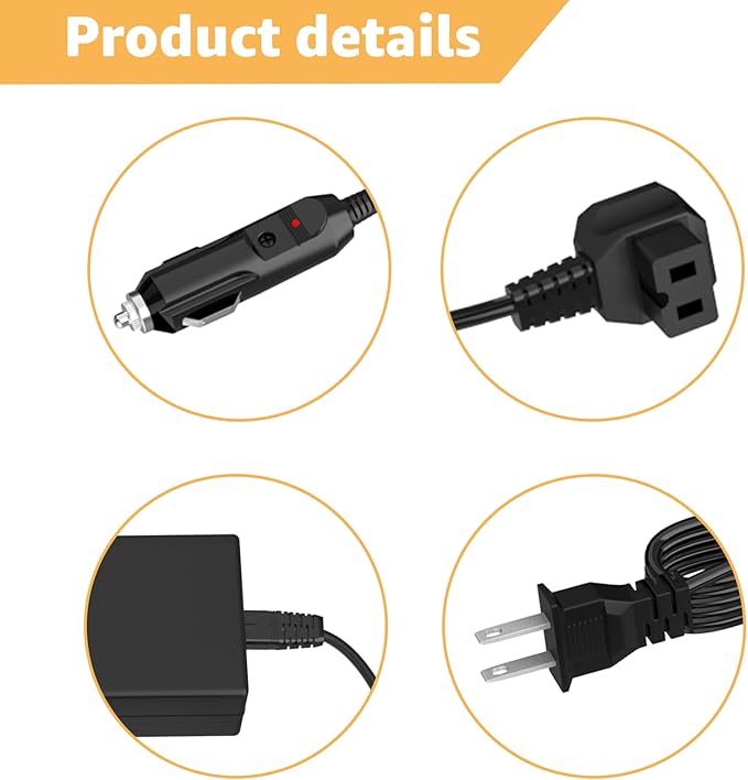 Power Cord Compatible with Alpicool, Bodega, Euhomy, BougeRV, ARB, ICECO, Setpower, JoyTutus, Cooler Power Cord for Most AC/DC Adapter Car Refrigerators﻿ ﻿