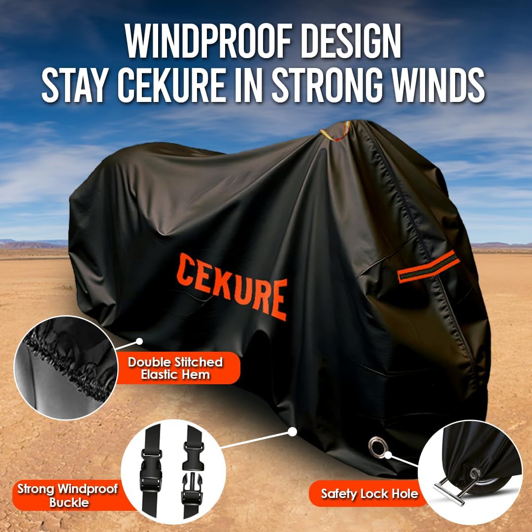Your Ride! Heavy Duty Motorcycle Cover Waterproof Outdoor 210 Oxford Fabric with Heat Sealed Seams Ultra Waterproof Fits up to 105" All Weather Scooter Cover for Sport Bike with Carry Bag