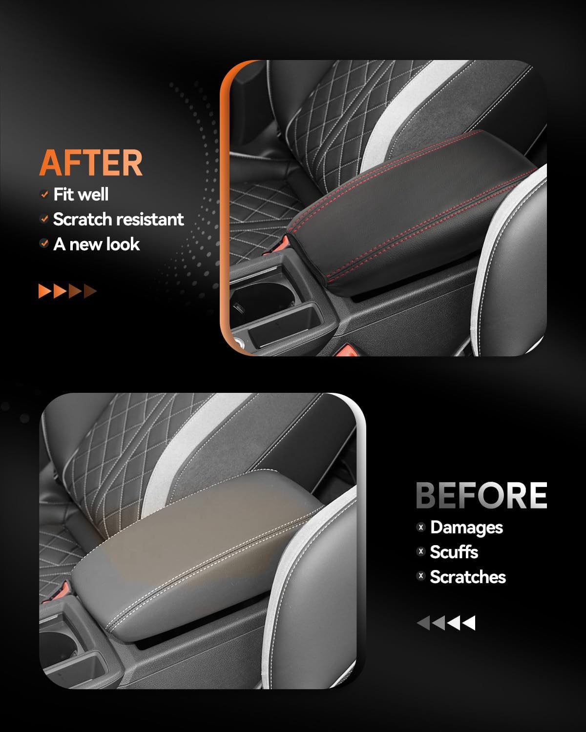 CDEFG for Audi Q3 2019-2025 Center Console Cover Armrest Cover for Q3 (Premium, Premium Plus) 2020 2021 2022 2023 2024 2025 Accessories Console armrest Protector