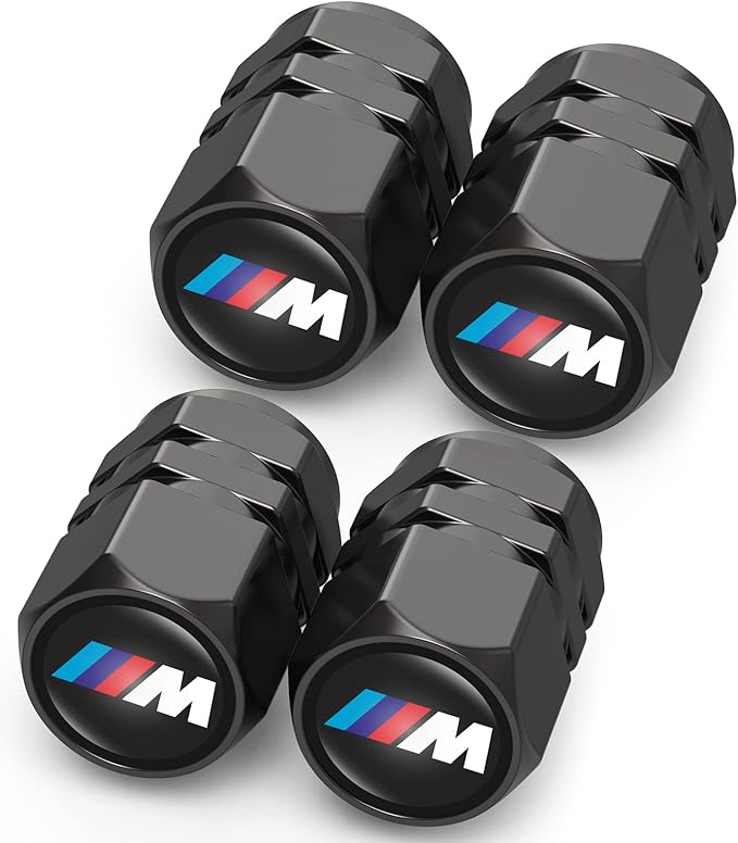 4 Pcs Car Tire Valve Caps for BMW M M2 M4 M5 M6 M8 X1 X2 X3 X5 X6 M135i M240i Z4 328i X7, Alloy Metal Valve Caps for Car Tires Leak-Proof Auto Tyre Air Cap Dust Cover, Screw-On Easy Grip