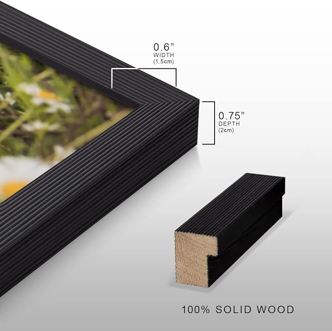 Renditions Gallery Set of 12, 11X14 Custom Photo Prints with Real Wood Picture Frames. Create Personalized Photos with Peel & Stick Photo Frames. Black Frame
