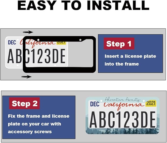 1pcs Mountain License Plate Frame for Women,Natural Pine Forest Mountain Horizon Landscape car Decorative tag Frames Girly,Blue Botanical License Plate Cover Holder for Vehicle with car Keychain tag