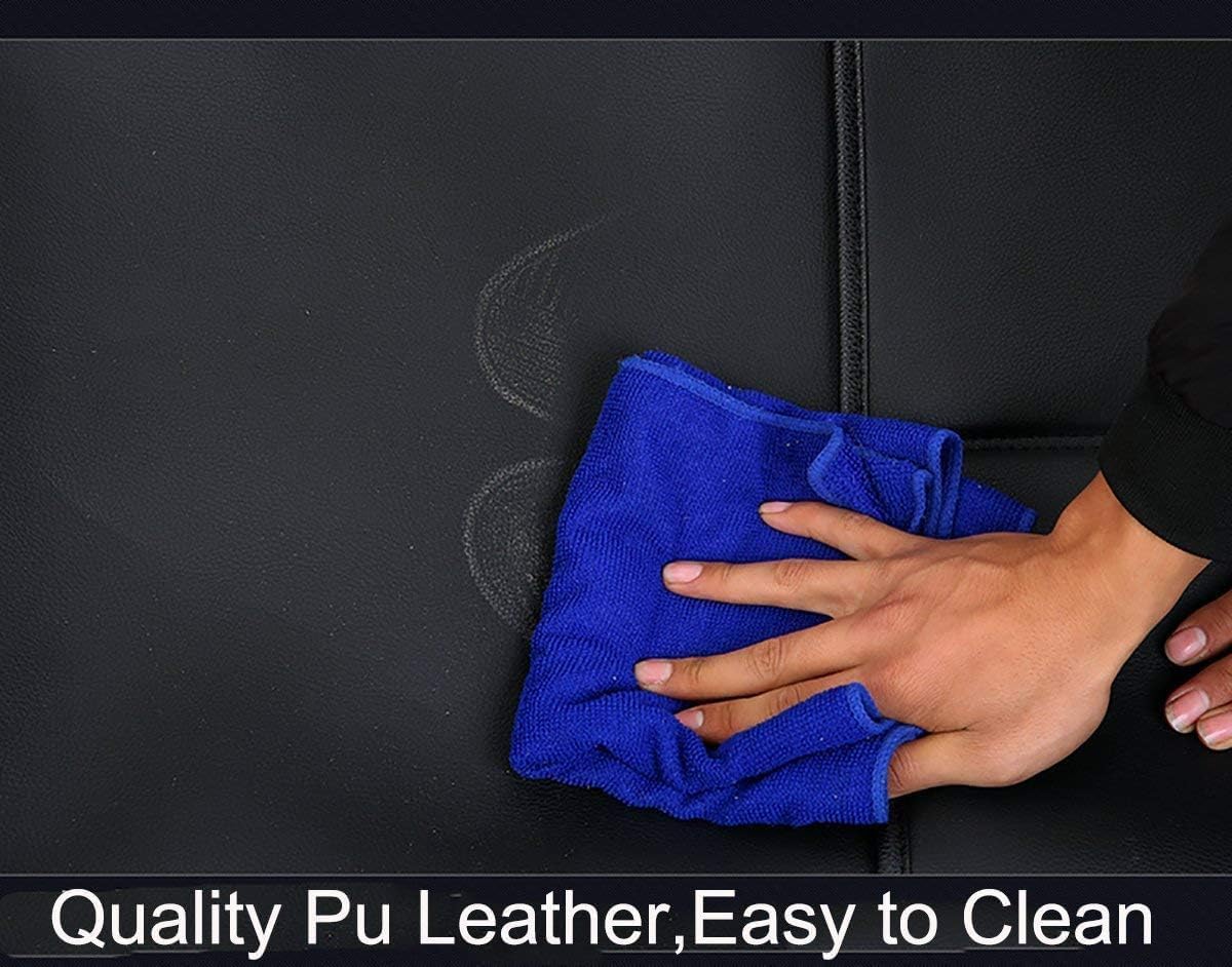 Seat Covers Full Set, Waterproof Leather Seat Covers for Cars, 5 Seats Universal Car Seat Protectors, Black Car Seat Covers Car Seat Cushions Fit for Most Cars (Black-Blue)