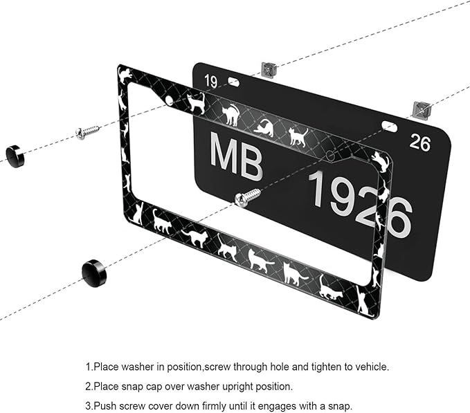 2Pcs Cat License Plate Frame Pet Animal License Plate Frames for Car Decorative Parts License Plate for Standard Us Canada License Plate Holder 12x6 Inch