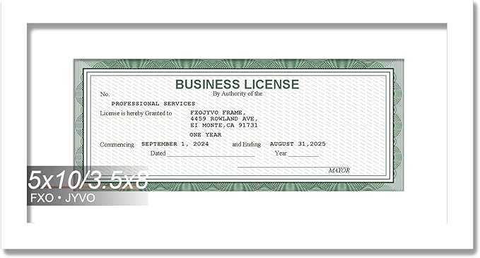 5x10 Frame White, Display Business License 3.5x8 with Mat or Picture 5x10 Without Mat Desktop or Wall for License Cosmetology Barber Salon Esthetician - 1 Pack