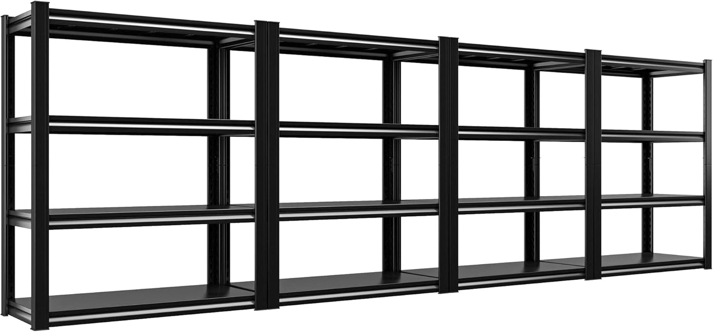 Raybee 40" W Garage Shelving 2000 LBS Storage Shelves 4 Tier Heavy Duty Shelving Adjustable Metal Shelves for Garage,Basement, Warehouse, 40" W x19 D x57 H, 4Pack