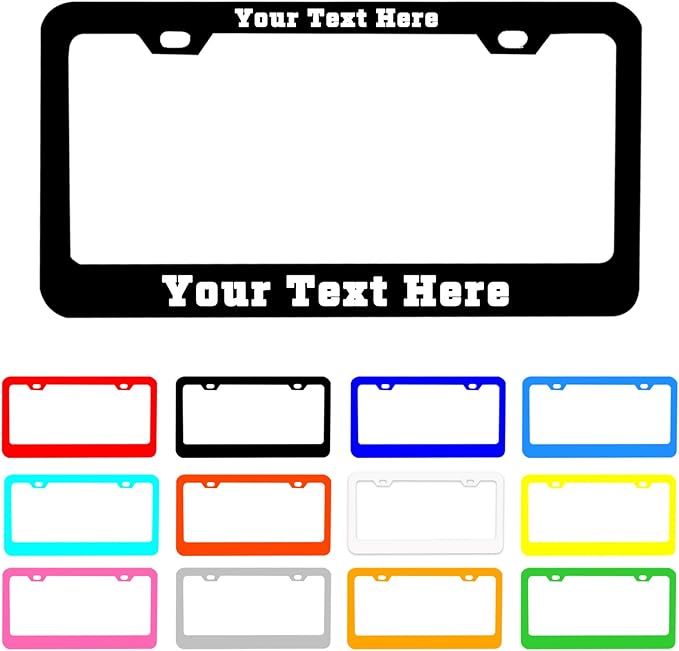 Custom Personalized License Plate Frame,2 PCS Customized Design Metal Car License Plate Frame with Text,12"x6",Black