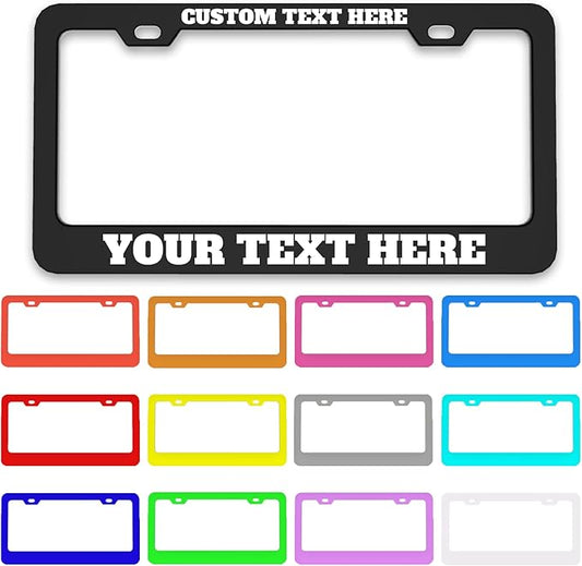 Custom License Plate Frame Personalized - Premium Metal Car Tag with Your Text, 12x6 Inch Customized Auto Plates, Rust-Proof License Plate Frames for Cars/Trucks/SUVs (Placas para Carro)
