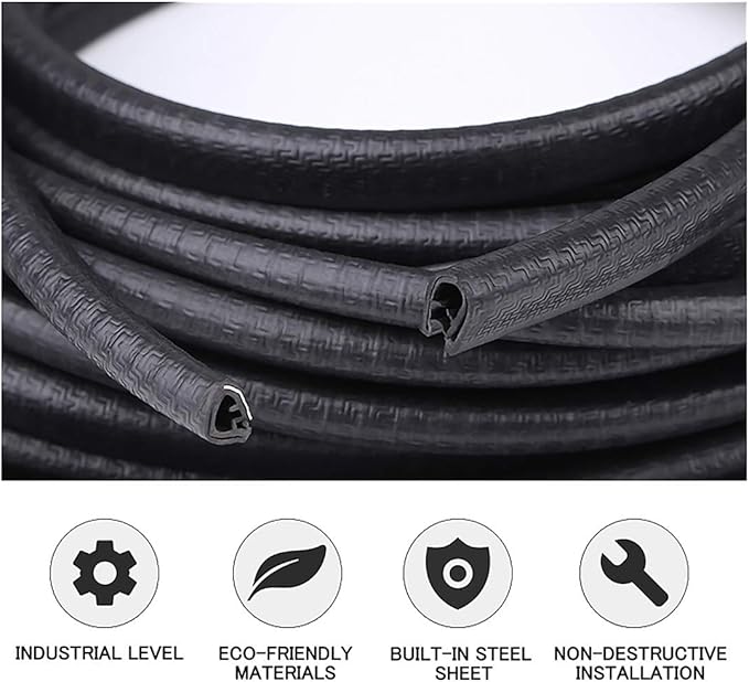 MYFAMIREA 13Ft(4M) Car Door Edge Guards - U Shape Edge Trim Rubber Seal Protector - Anti-Collision Clips Fit Most Cars