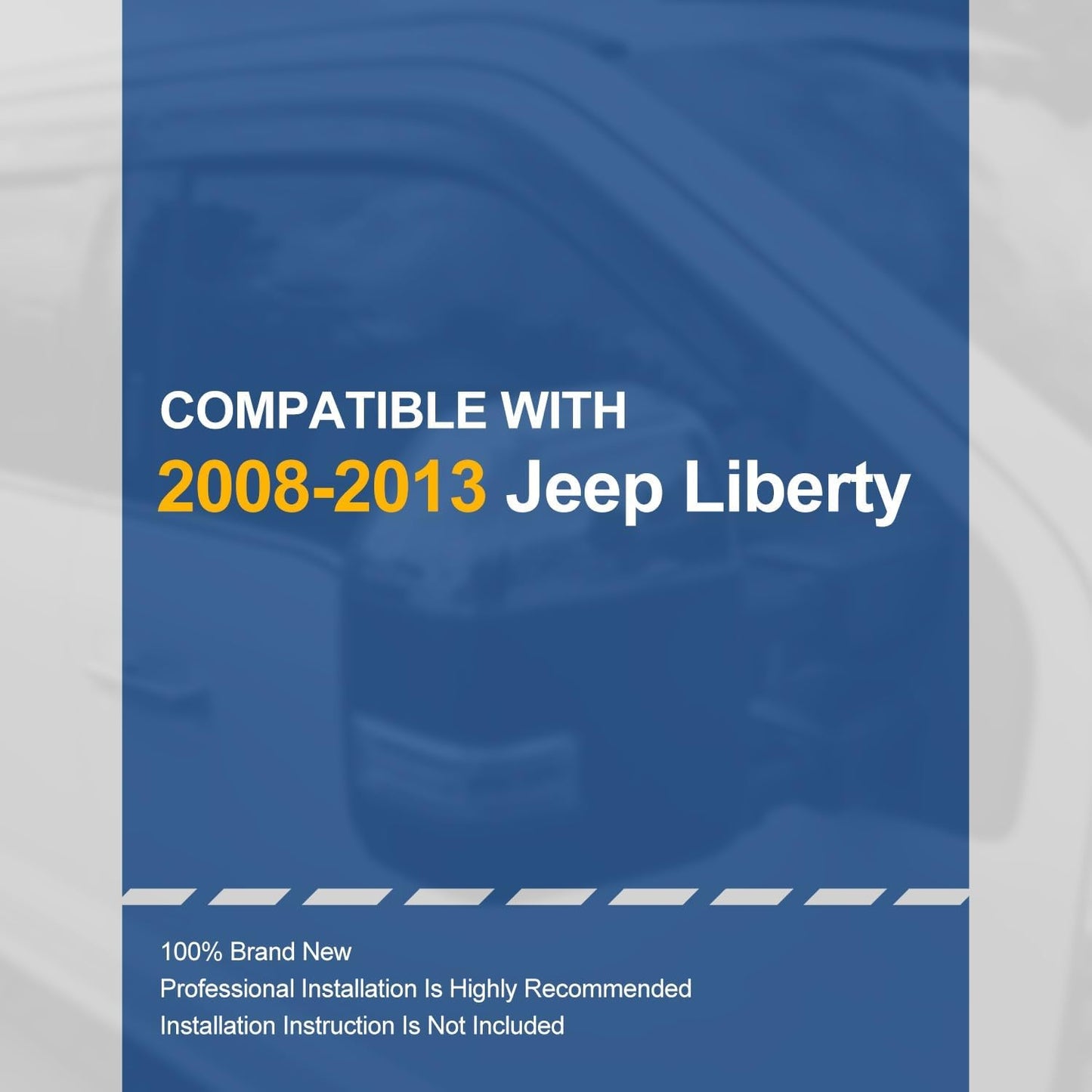Auto Dynasty 4Pcs Carbon Fiber Pattern Window Visors Compatible with 2008-2013 Jeep Liberty, Tape-On Front & Rear Window Deflectors, Glossy Dark Smoke
