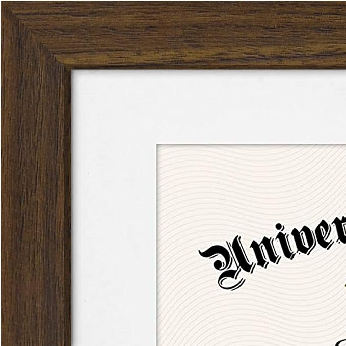 Americanflat 11x14 Walnut Diploma Frame | Certificate Frame Displays 8.5x11 Diplomas with Mat or 11x14 Inch Without Mat. Shatter-Resistant Glass. Hanging Hardware Included