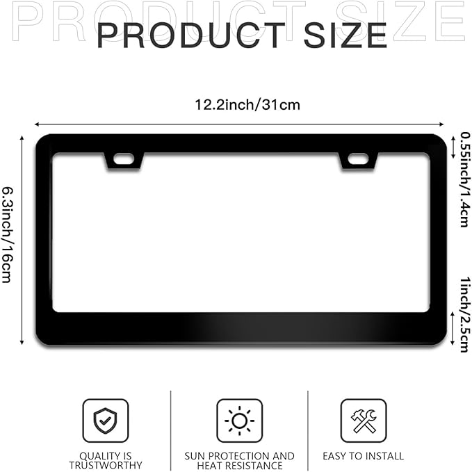 Personalized License Plate Frames, Custom License Plate Frames with Text Logo Image,Customized Aluminum Metal Car Tag Holder Funny Gifts for Women Men, 2 Holes