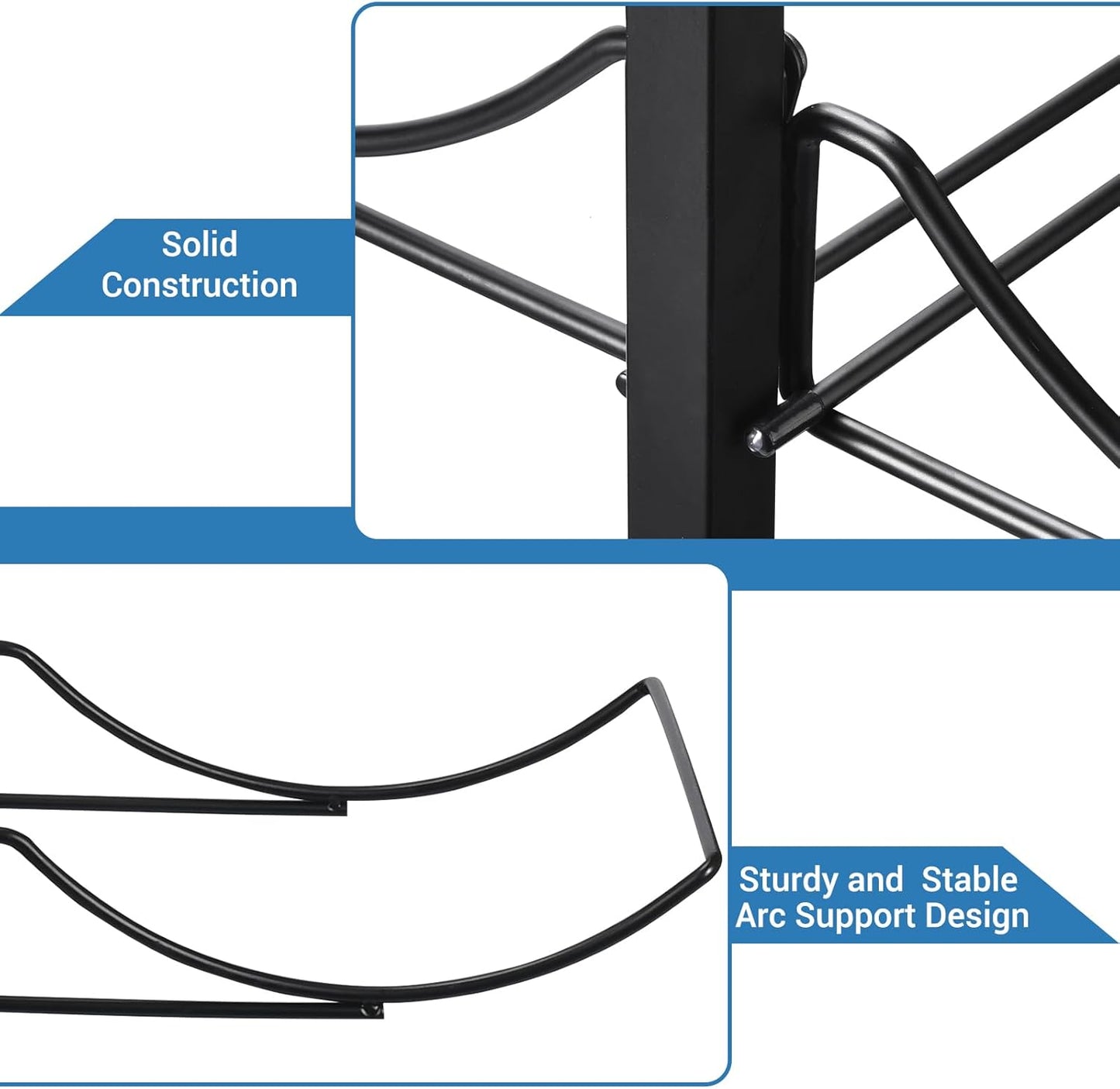 5 Gallon Water Jug Holder with 4 Wheels, Movable Heavy Duty Foldable Water Jug Stand 3-Tier 5 Gallon Water Bottle Holder Water Cooler Jug Storage Rack for 6 Bottles(Black)