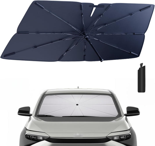 Windshield Sun Shade Umbrella for 2023-2025 Toyota bZ4X Accessories: Custom Fit 210T Silver, Foldable Sunshade Front Window Sun Visor, Blocks UV Rays, Keeps Car Cool for XLE/Limited FWD/AWD