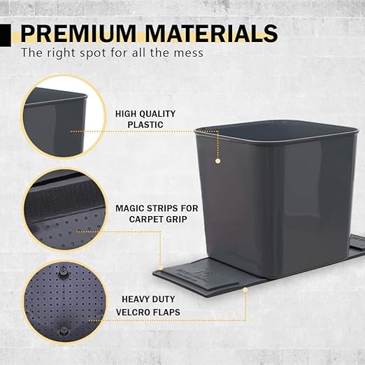 Car Trash Can for Vehicles Leakproof Compact Garbage Bin w/ Stability Flap, Anti-Slip Base, Portable Trash Holder for Cars, Trucks, SUVs, Minivans Compact, Easy to Clean Auto Container Organizer Gray