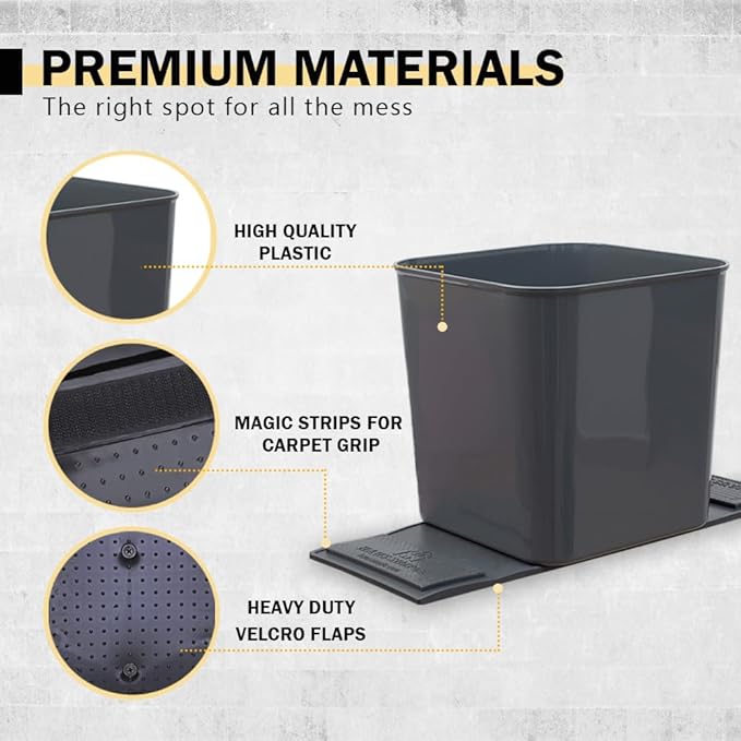 Car Trash Can ??Leakproof 1.4 Gallon Compact Garbage Bin with Stability Flap & Anti-Slip Base | Portable Trash Holder for Cars, Trucks, SUVs, Minivans ??Includes Trash Bags (Grey, Large)