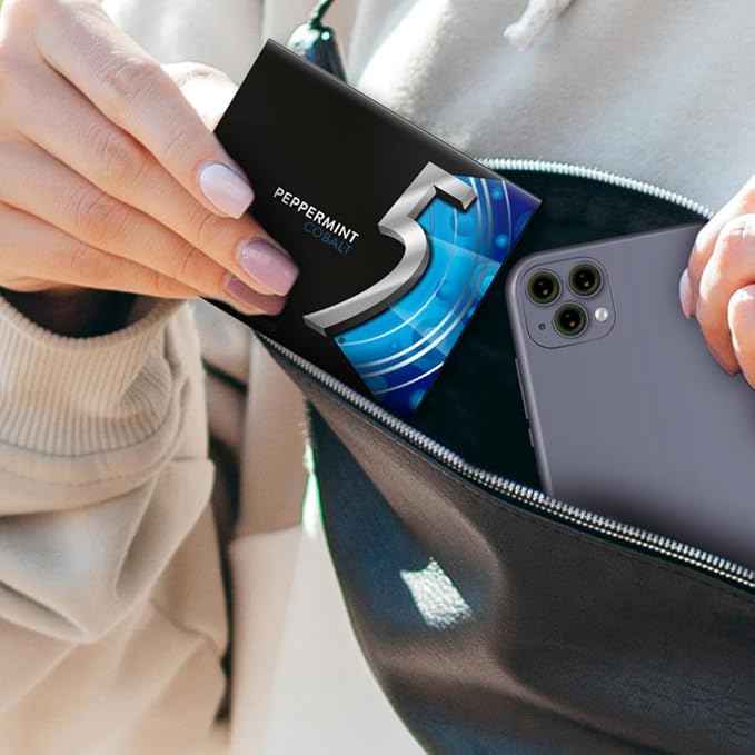 5 GUM Peppermint Cobalt Sugar Free Chewing Gum Bulk, Stimulate Your Senses While Listening to Your Favorite Music, Mini Purse Essentials, 15 Sticks (Pack of 10)