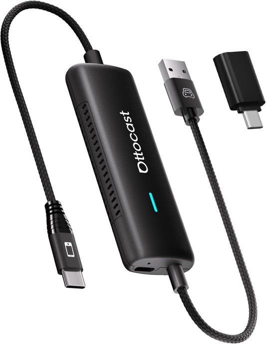 Ottocast Mirror Touch - Wireless CarPlay & Bi-Directional Phone Mirroring Adapter - Dual Mode, Plug & Play Upgrade for Factory Wired Cars (2016+)