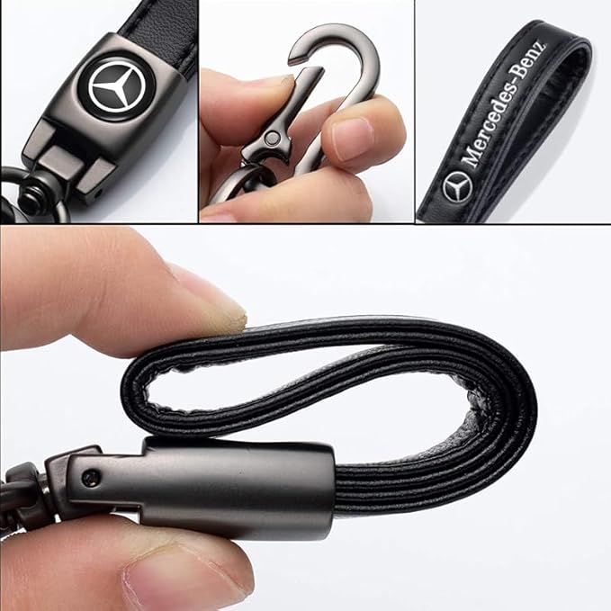 Combo of Car Tire Valve Caps&Car Key Chain Cars Compatible with Mercedes Benz CESM CLK GLK GL AB GLS GLE AMG Series, 4pcs Car Tire Dust Caps& Car Keychain Accessories