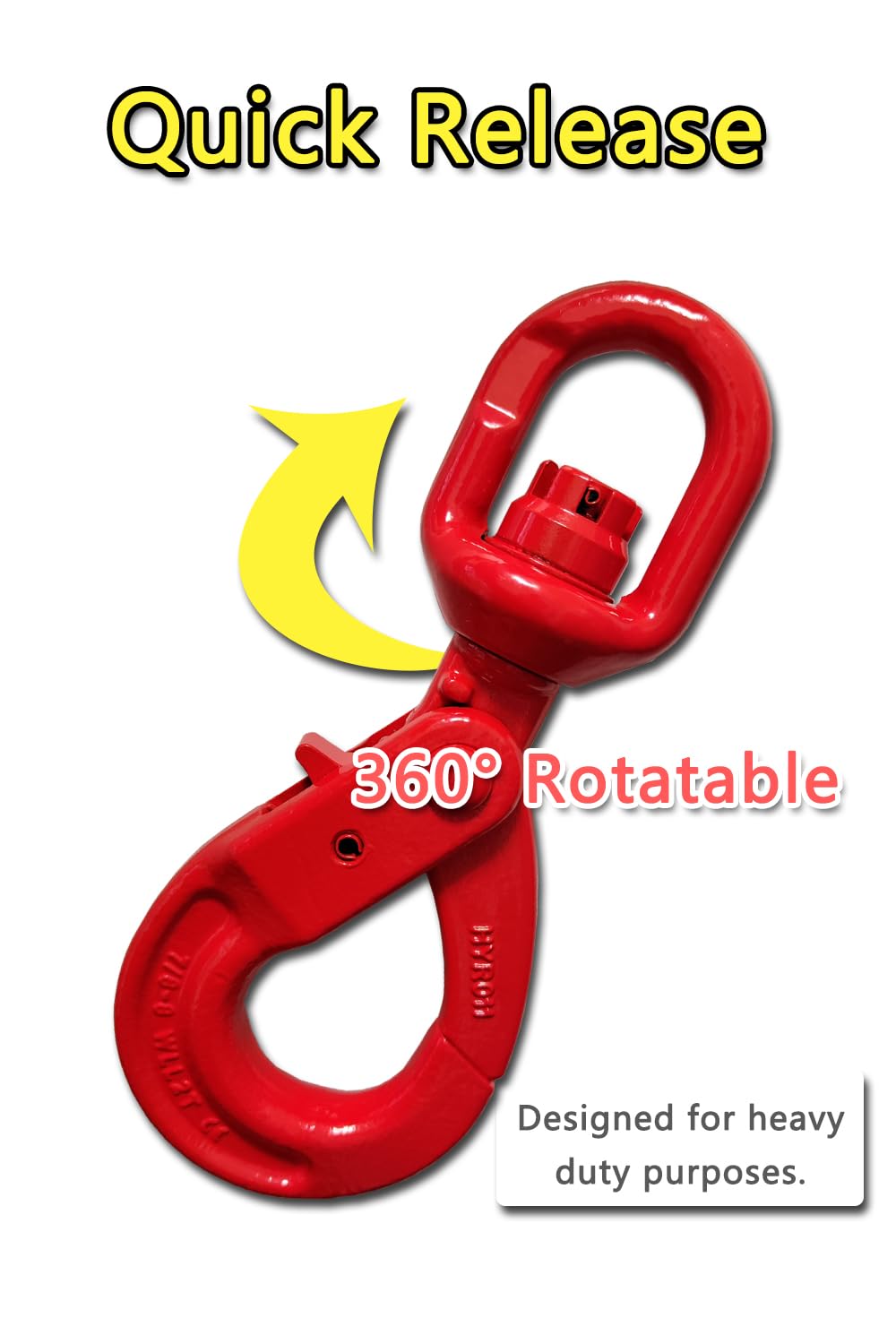 Swivel Self-Locking Hook 11684 lbs Heavy Duty Swivel Lifting Hook Swivel Lifting Hook Hoist Hook Sling Heavy Cargo 【5.3ton】
