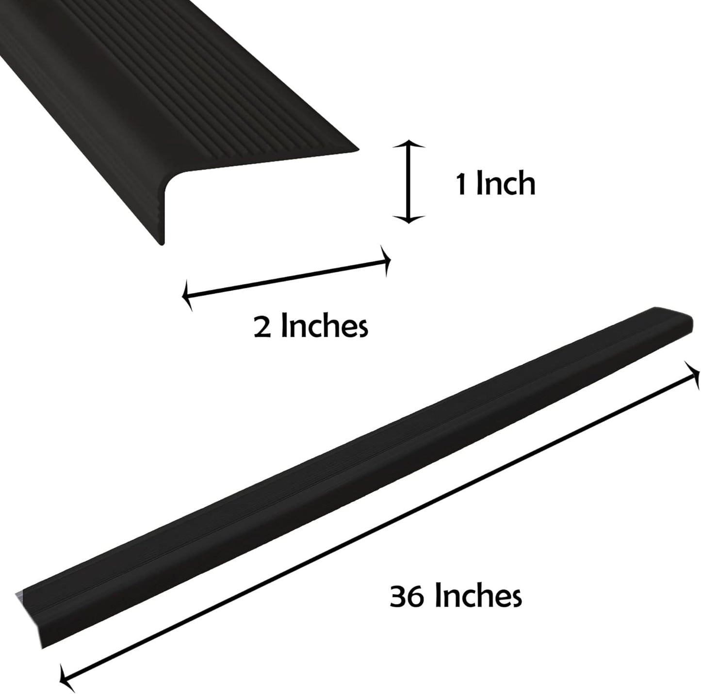 Rubber Bond Stair Edge Protector (Pack of 5) 36x2x1 inch Anti-Slip Stair Corner Trim Rubber Strips - Waterproof Self-Adhesive Staircases for Outdoor & Indoor Uses | Protect Kids & Pets - Black