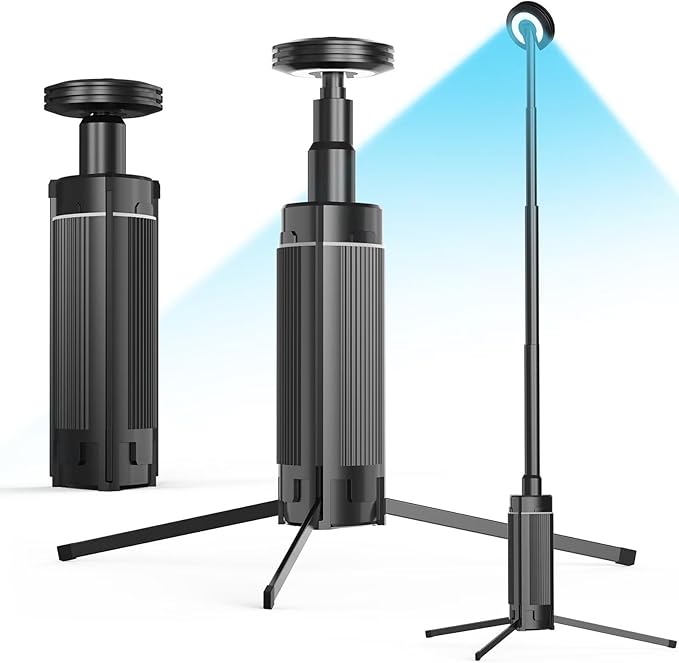 BIAT Telescopic Camping Light 1PCS, Camping Lantern Rechargeable, Led Work Light with Stand Battery Powered 10800mah, Portable Camping Lamp and Flashlight, Camping Lights for Hiking, Camping, Fishing