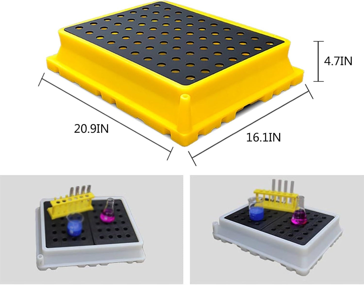 Drum Containment Spill Pallet, Industrial Nestable Oil Drums Leak-Proof Tray, Garage Storage Detachable Anti Slip Polyethylene Platform with Drain (Color : Yellow-1 Pack, Size : 20.9"x16.1"x