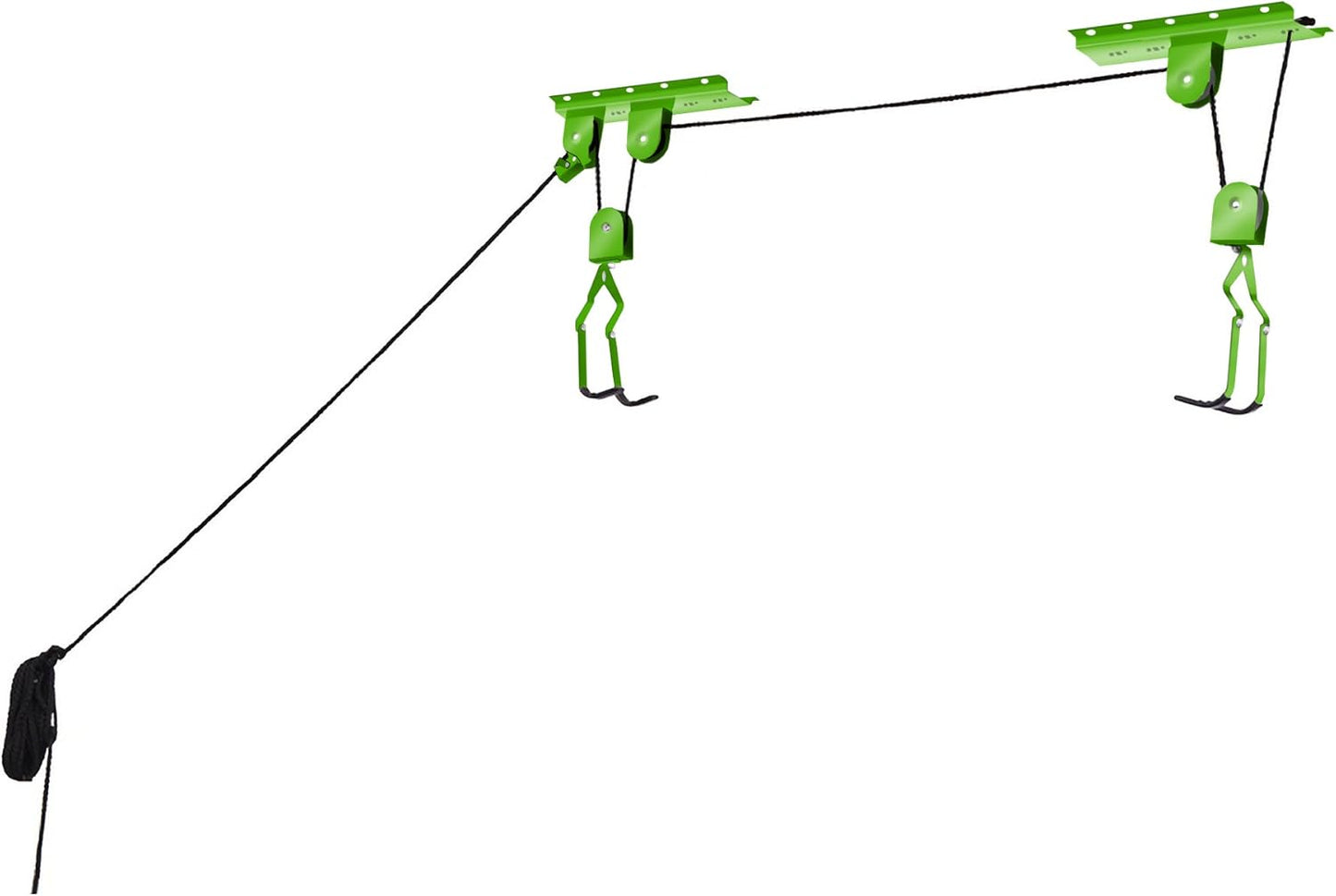 Bike Hanger - Overhead Pulley System with 100lbs Capacity for Bicycles and Ladders - Secure Garage Ceiling Storage by Rad Sportz, Green