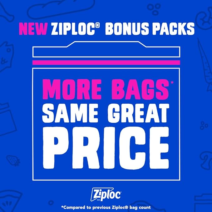 Ziploc Food Storage and Sandwich Bags Variety Pack, Stay Open Design with Stand-Up Bottom, Easy to Fill, 190 Bags Total