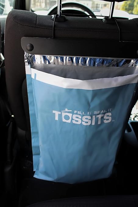 Tossits Recycled Disposable Car Trash Bags ??Leakproof, Smell Proof Hanging Garbage Bags for Car, Truck, SUV, RV & Vehicle ??Blue, 21 Count Disposable Automotive Trash Bags