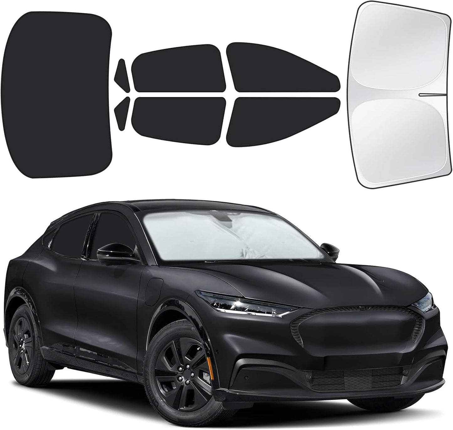 for Ford Mustang Mach-E 2021-2025 Car Window Shades, 8pcs Privacy Sun Shade Set for Front Windshield Side and Rear Windows, Full Window Covers Keeps Vehicle Cool for Camping Napping