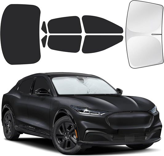 for Ford Mustang Mach-E 2021-2025 Car Window Shades, 8pcs Privacy Sun Shade Set for Front Windshield Side and Rear Windows, Full Window Covers Keeps Vehicle Cool for Camping Napping