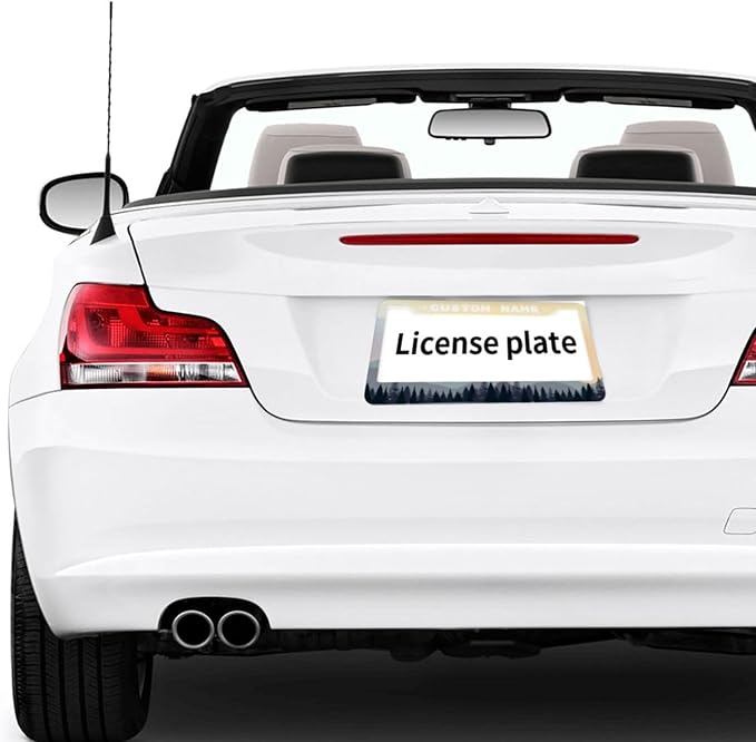 Custom License Plate Frame - 2 Pack Personalized Add Text Black Custom License Plate Frame with Standard Us Canada Vehicles 12.3 X 6.3in