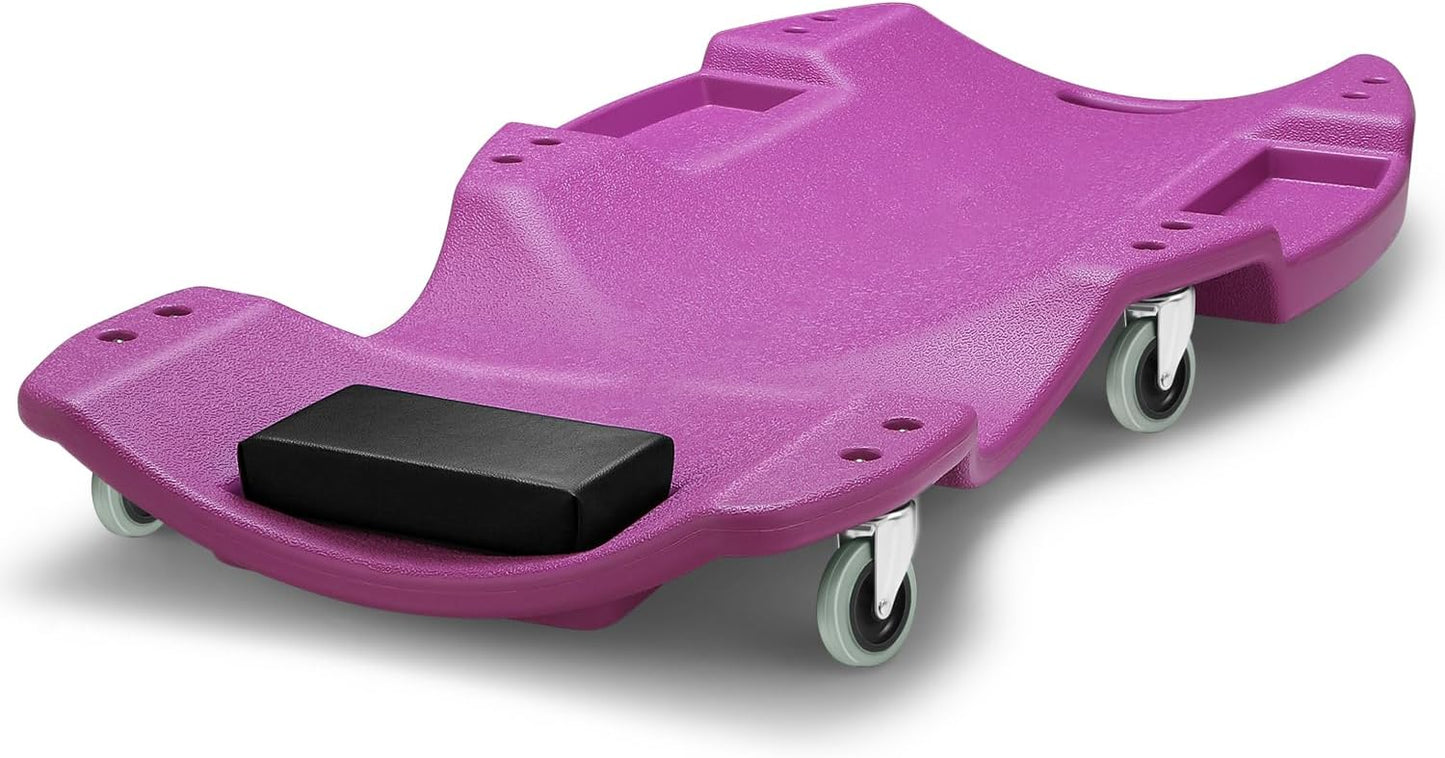 DNA MOTORING 48 Inches Heavy-Duty Low-Profile Roller Automotive Creeper with Padded Headrest, Purple, TOOLS-00239-PR