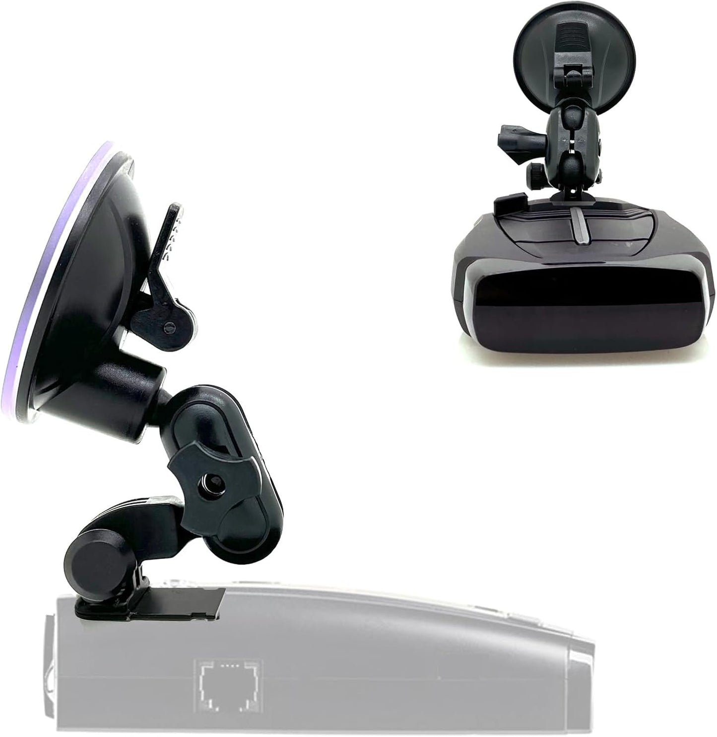 Ehnanced Dual Ball Joint Adjust Suction Cup Bracket Compatible forfor Escort MAX MAX2 2 or version 1 Max360 Radar Detector w/Slide in Metal Plate Connection (Not compatible with other Models)