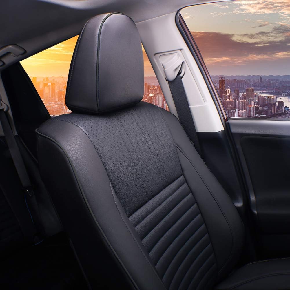 EKR Accord Seat Covers Full Set Custom for Honda Accord LX,LX-P,EX,EX-L,SE 2008-2012 & EX-L,LX-S 2011 2012,Automotive Truck Seat Covers for Car SUV,Waterproof Seat Protector-Leather(Black)