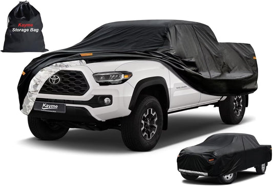 Kayme Truck Cover Custom Fit Toyota Tacoma(1995-2015) Regular Cab Short Bed. Full Exterior Heavy Duty Outdoor Pickup Truck Car Cover Waterproof All Weather.Car Tarp for Wind Sun Dust Protection.Black