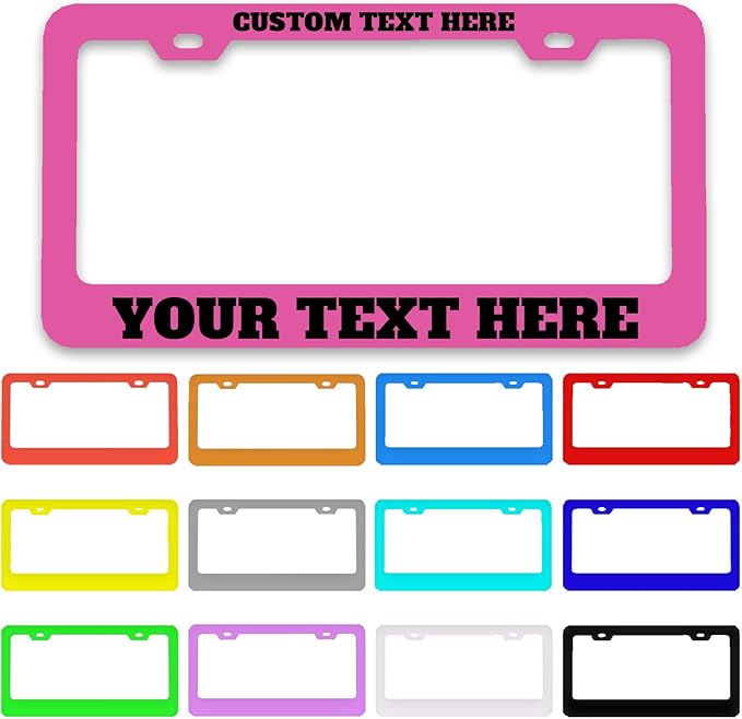 Custom License Plate Frame Personalized - Premium Metal Car Tag with Your Text, 12x6 Inch Customized Auto Plates, Rust-Proof License Plate Frames for Cars/Trucks/SUVs (Placas para Carro)