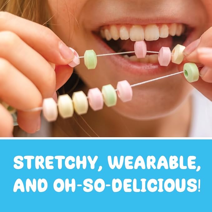 50 Candy Necklaces Individually Wrapped, Choker Style, Nostalgic Pastel Candy Jewelry Perfect for Party Favors, Pinata Fillers and Goodie Bags, Packed in a Convenient Display Tub, By 4YoreElves