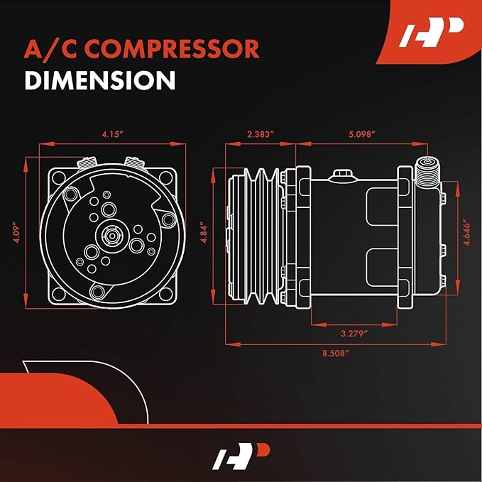 A-Premium Air Conditioner AC Compressor with Clutch Compatible with Sanden 508, 8-Groove Belt, Chromed