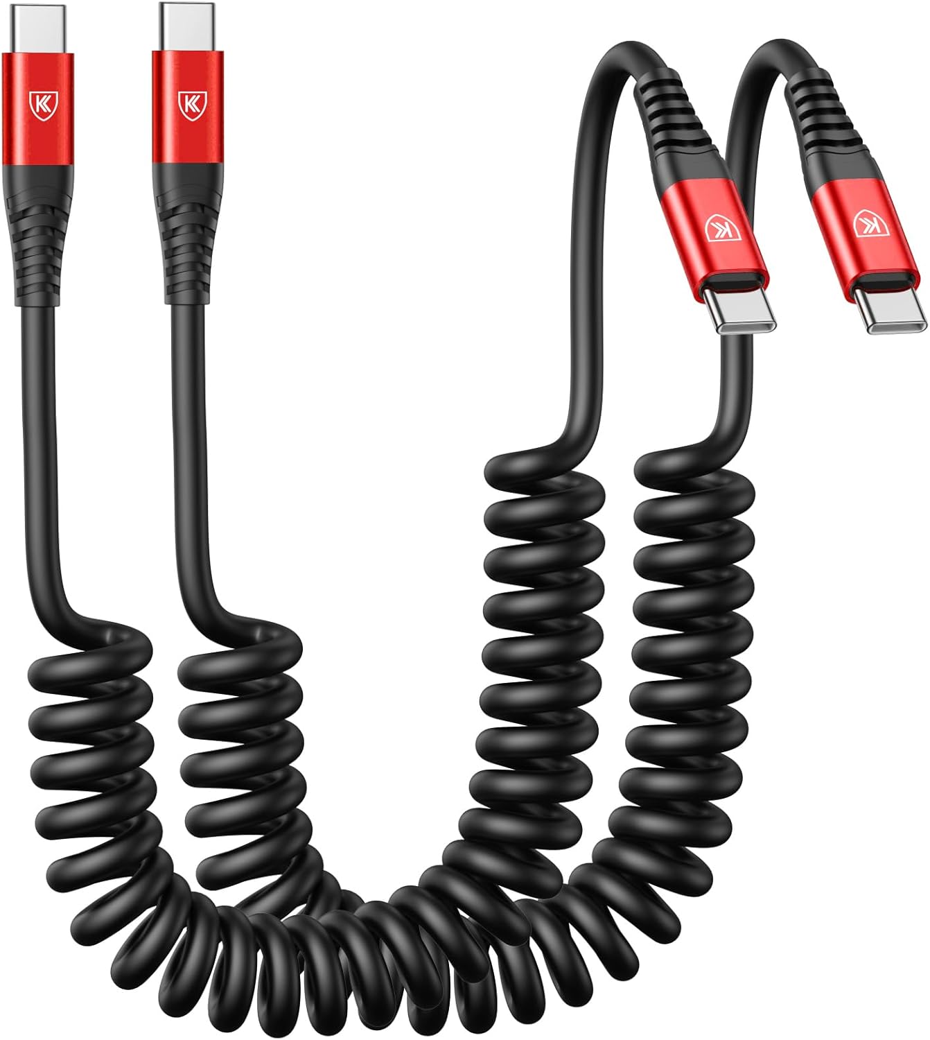 USB C to USB C Cable 6ft, 2Pack Coiled USBC Charger Cable for Car, Type C Fast Charging Compatible with iPhone 16/15/Plus/Pro/Pro Max/MacBook Pro 2020/iPad Pro 2020/iPad Air 4/Samsung Galaxy S23-Red