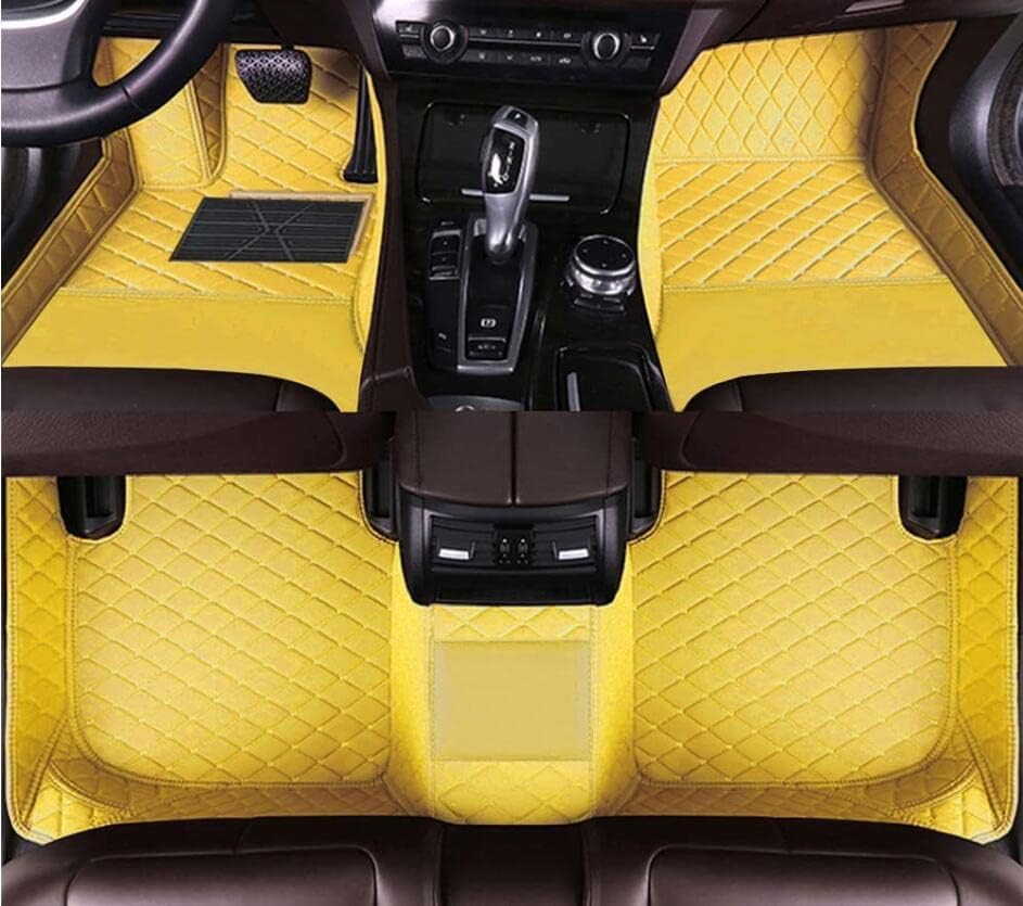 Custom All-Weather Protection Leather Car Floor Mats for Cars Sedan SUV Sports Car Waterproof Floor Mat (Yellow)