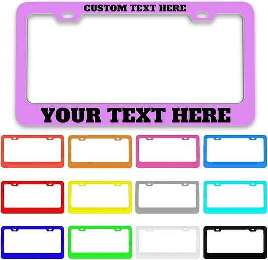 Custom License Plate Frame Personalized - Premium Metal Car Tag with Your Text, 12x6 Inch Customized Auto Plates, Rust-Proof License Plate Frames for Cars/Trucks/SUVs (Placas para Carro)